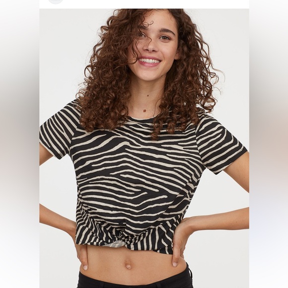 H&M Black and White Zebra Print Short Sleeve Top - Picture 1 of 5